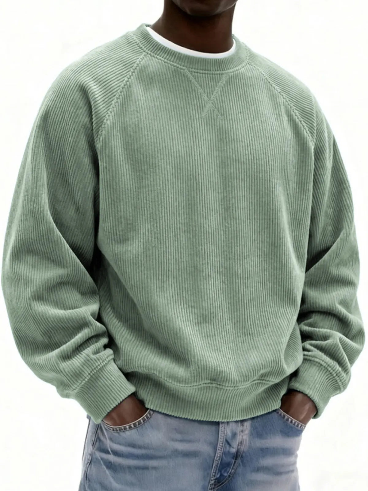 Vintage Corduroy Crew Neck Sweatshirt for Men | Soft Textured Casual Pullover(Buy 2 & Free Shipping)