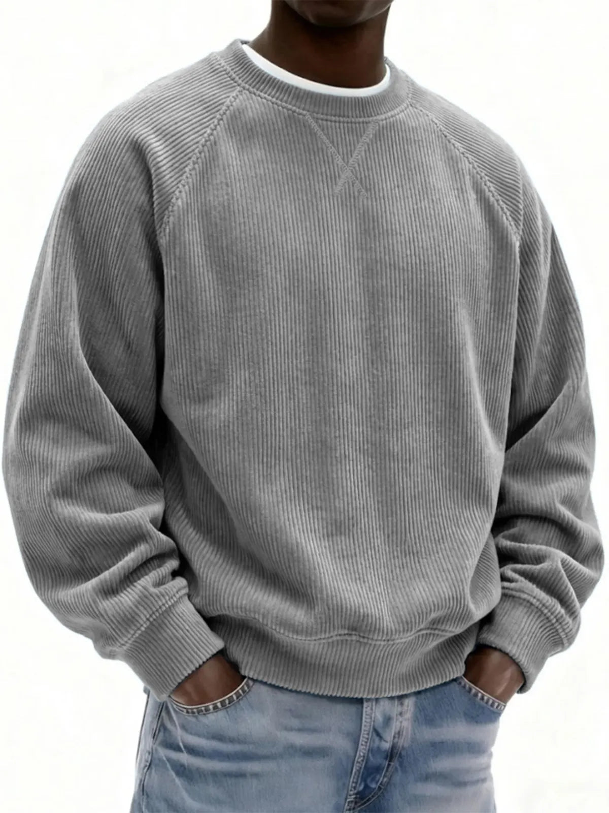 Vintage Corduroy Crew Neck Sweatshirt for Men | Soft Textured Casual Pullover(Buy 2 & Free Shipping)