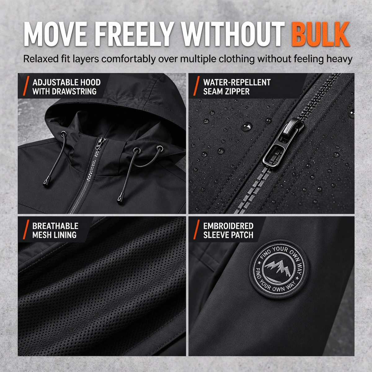 Men’s Outdoor Wind Jacket with Removable Hood