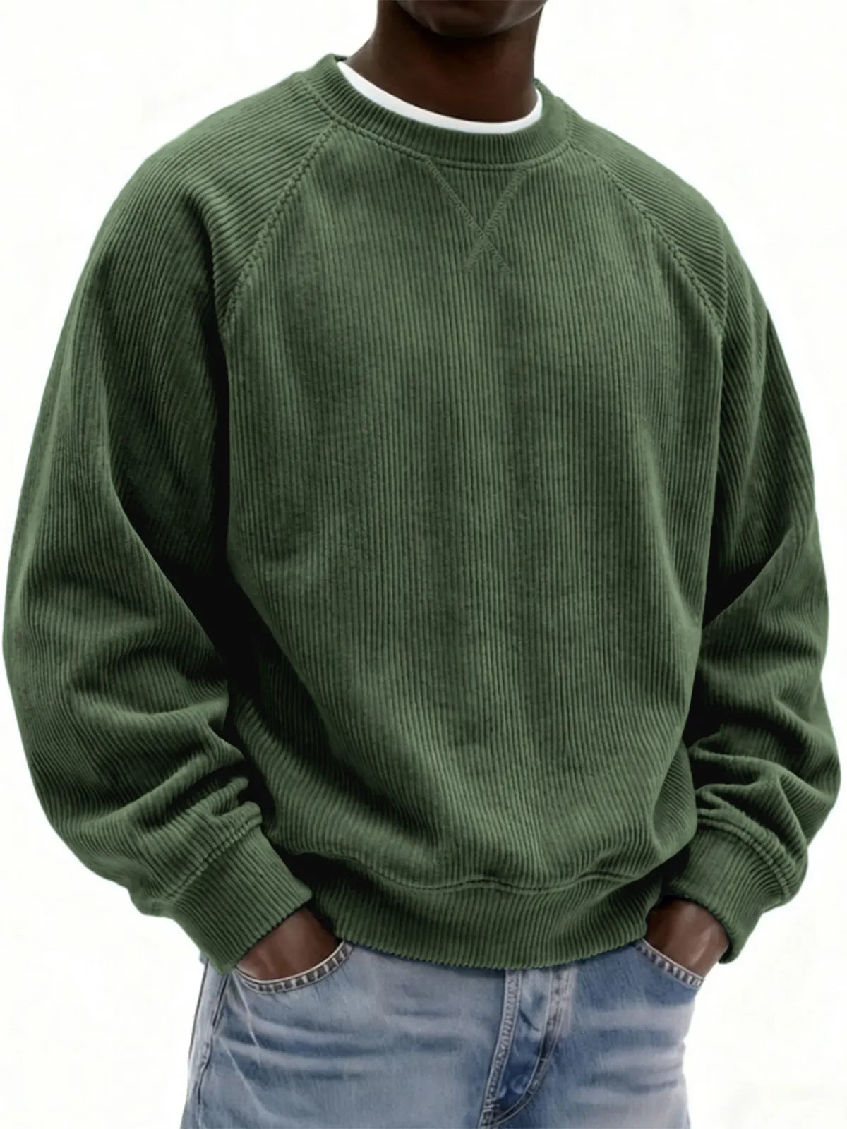 Vintage Corduroy Crew Neck Sweatshirt for Men | Soft Textured Casual Pullover(Buy 2 & Free Shipping)