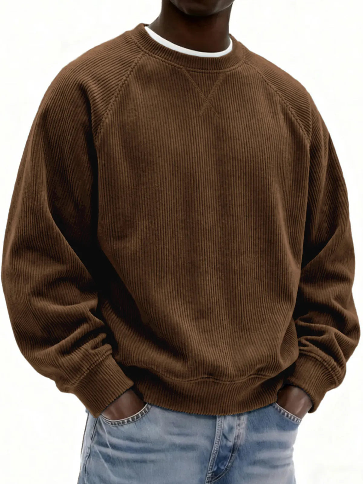 Vintage Corduroy Crew Neck Sweatshirt for Men | Soft Textured Casual Pullover(Buy 2 & Free Shipping)