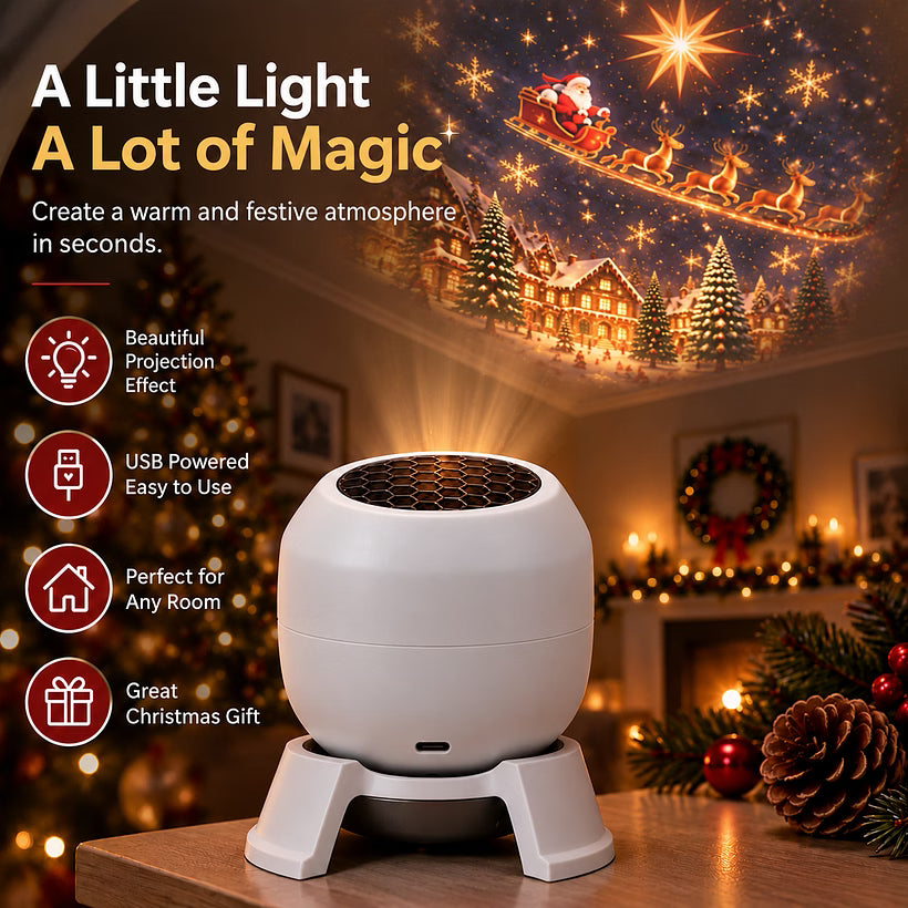 🎄Magical Christmas Projection Night Light – Transform Any Room Into A Holiday Wonderland, Rotating Festive Pattern LED Projector Lamp for Home Decor & Christmas Gift