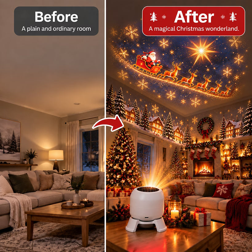 🎄Magical Christmas Projection Night Light – Transform Any Room Into A Holiday Wonderland, Rotating Festive Pattern LED Projector Lamp for Home Decor & Christmas Gift