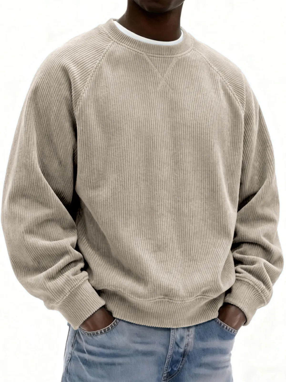 Vintage Corduroy Crew Neck Sweatshirt for Men | Soft Textured Casual Pullover(Buy 2 & Free Shipping)