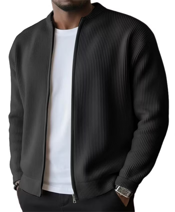 💎🔥 Bestseller – Men Vintage Vertical Rib Corduroy Zip Up Jacket, Relaxed Fit Spring Fall Casual Coat