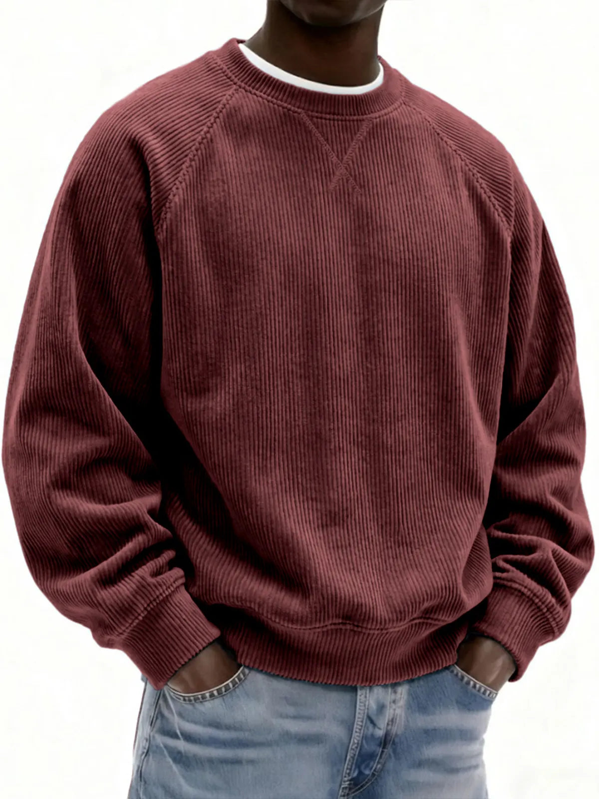 Vintage Corduroy Crew Neck Sweatshirt for Men | Soft Textured Casual Pullover(Buy 2 & Free Shipping)
