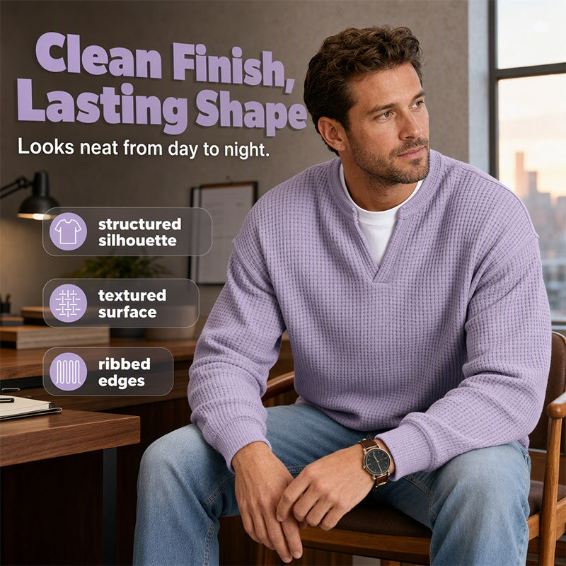 ⏳ LAST DAY 66 % OFF! 🔥Timeless Comfort | Men's Waffle Fake Layered-Look Long Sleeve Tee